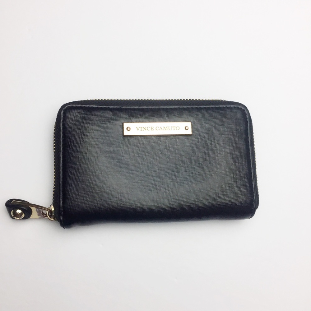 Vince Camuto Zip Around Black Leather Wallet